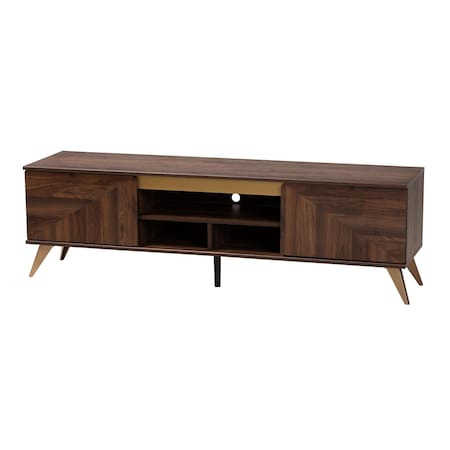 Baxton Studio Graceland Mid-Century Modern Transitional Walnut Brown Finished Wood 2-Door TV Stand 233-13272-ZORO